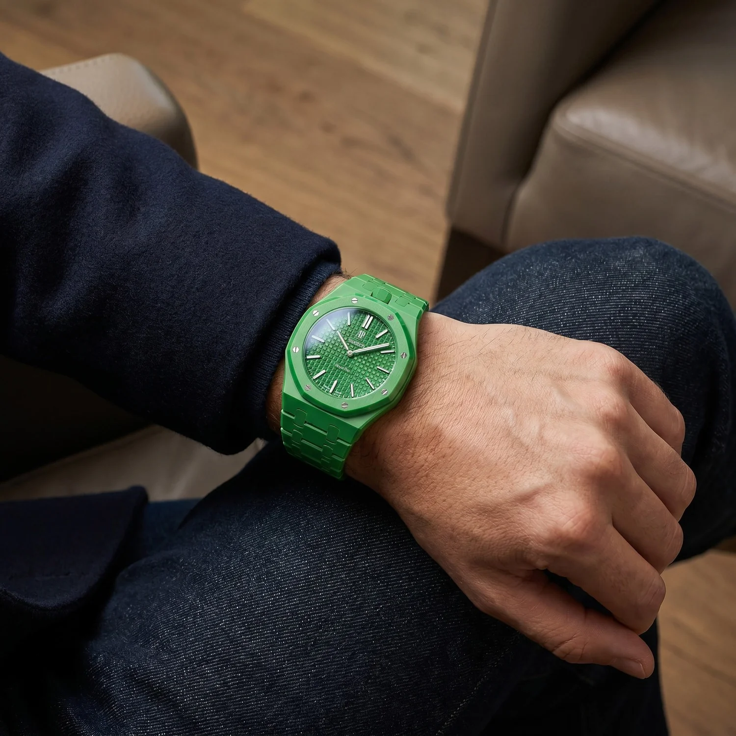 Green Eight Swatch x AP Royal Pop Ceramic Case-Strap - Image 4