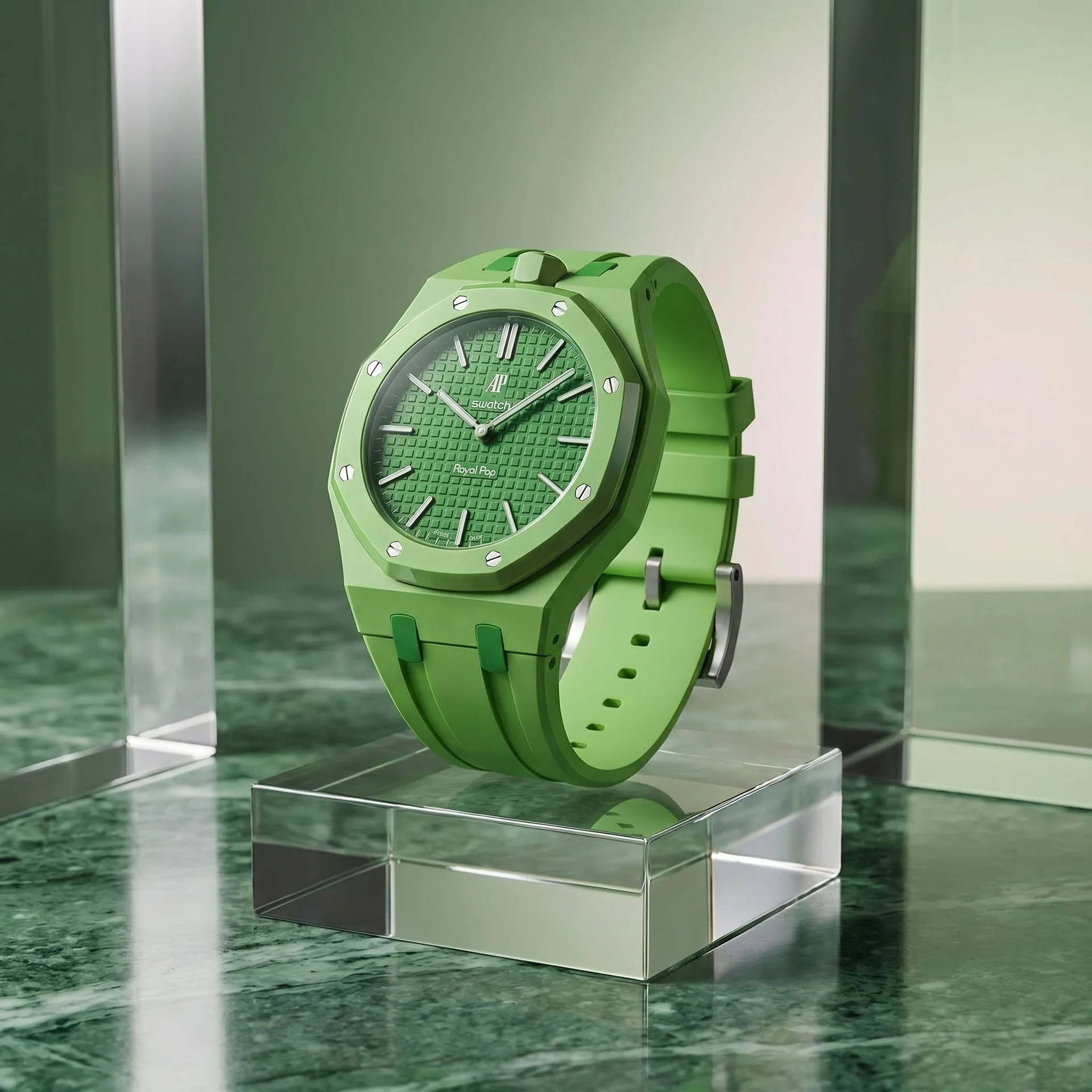 Green Eight Swatch x AP Royal Pop Rubber Case-Strap - Image 6