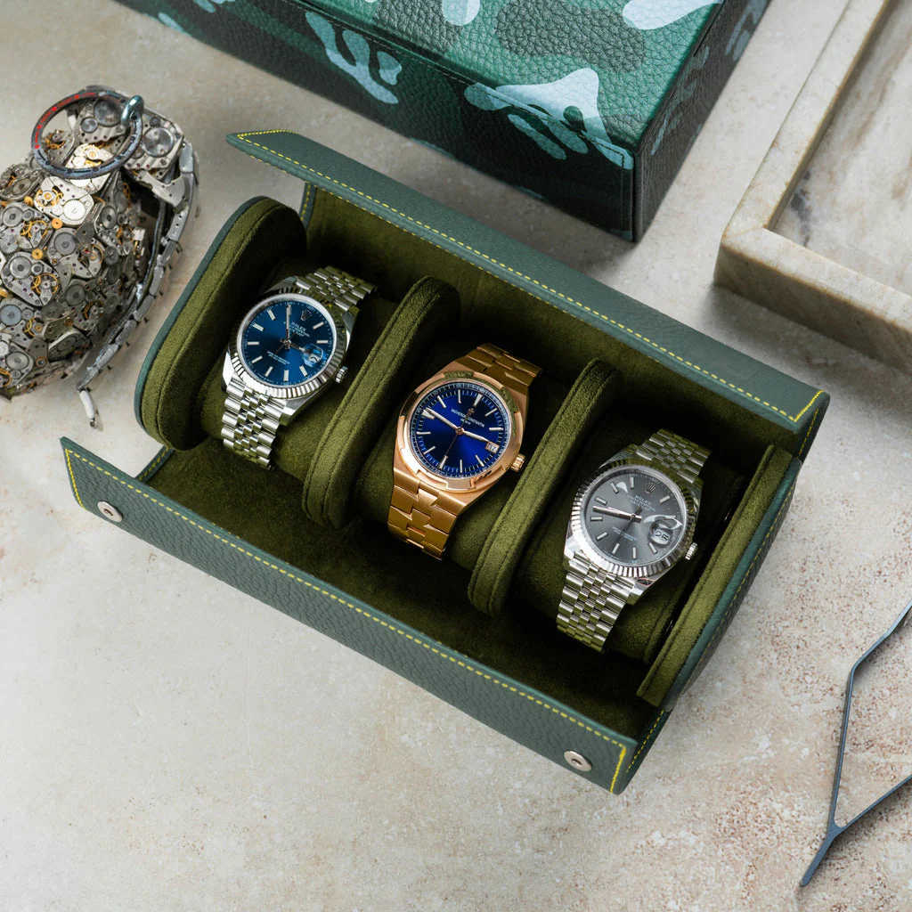 Olive Watch Roll – Three Watches - Image 2